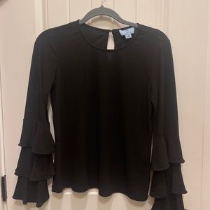Black blouse with ruffled sleeves